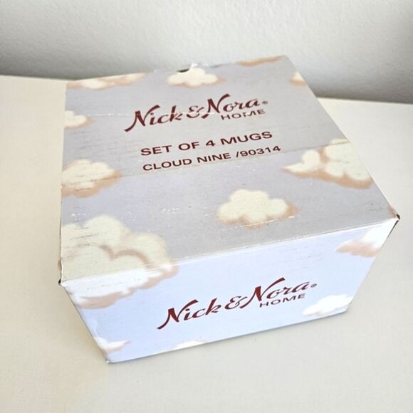 NEW (Set of 4) Nick & Nora 222 Fifth Cloud Nine 4.25" Porcelain Coffee Tea Mugs - Picture 6 of 7